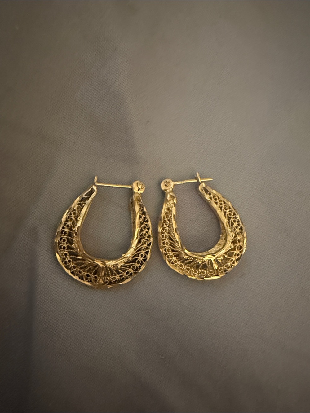 Gold Filigree Hoop Earrings - Women's Jewelry